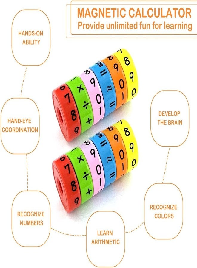 ADKD Magnetic Calculator,Magnetic Arithmetic Learning Toy,Cylinder Number and Symbol Toys Intelligence Brain Developing Toy for Kids-Multicolor (2 Math Roller) - Image 5